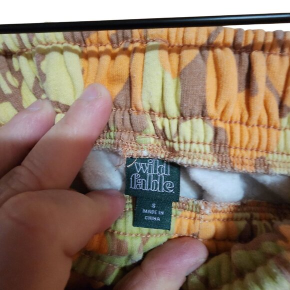 Wild Fable Womens Floral Drawstring Shorts S Elastic Waist Orange Green - Picture 3 of 3